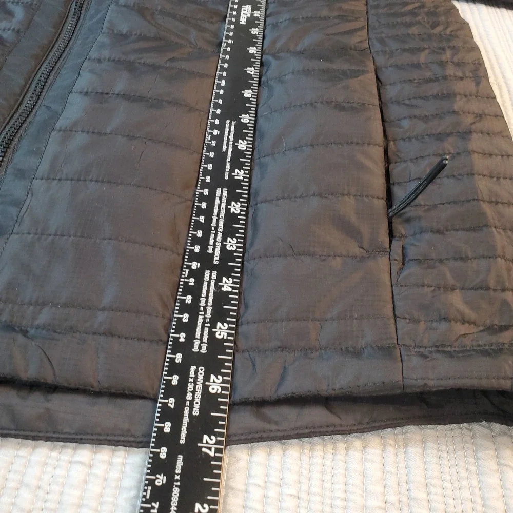 Dutch Bros Coffee Mens Medium Black Lightweight Puffer Jacket Hooded Cinch Waist